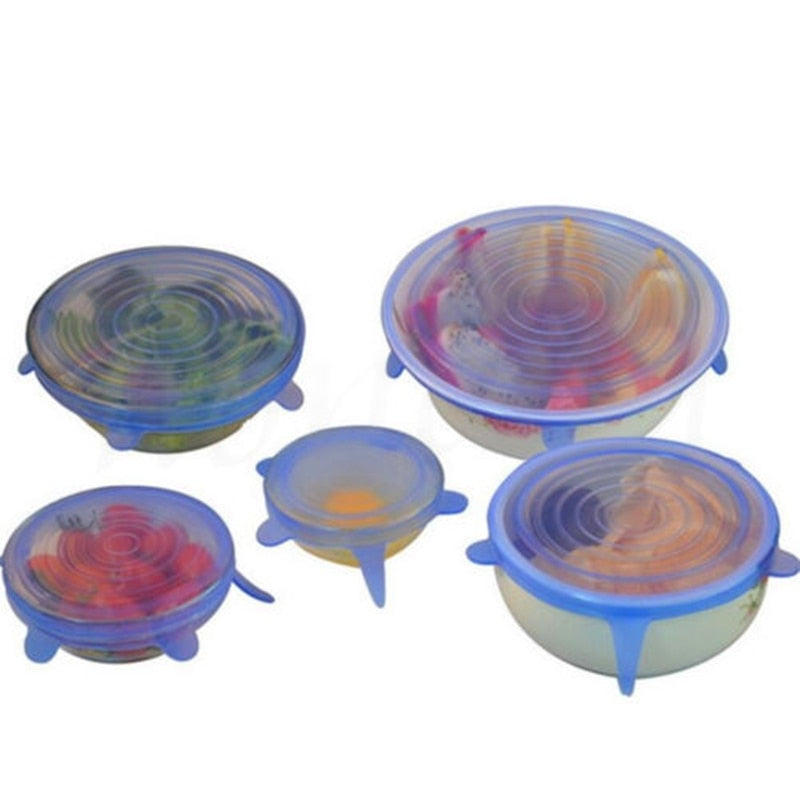 6 Pcs Reusable Food Packaging Cover Silicon Food Fresh-Keep Sealing Cap Vacuum Stretch Silicone Lids Kitchen Silicone Cover