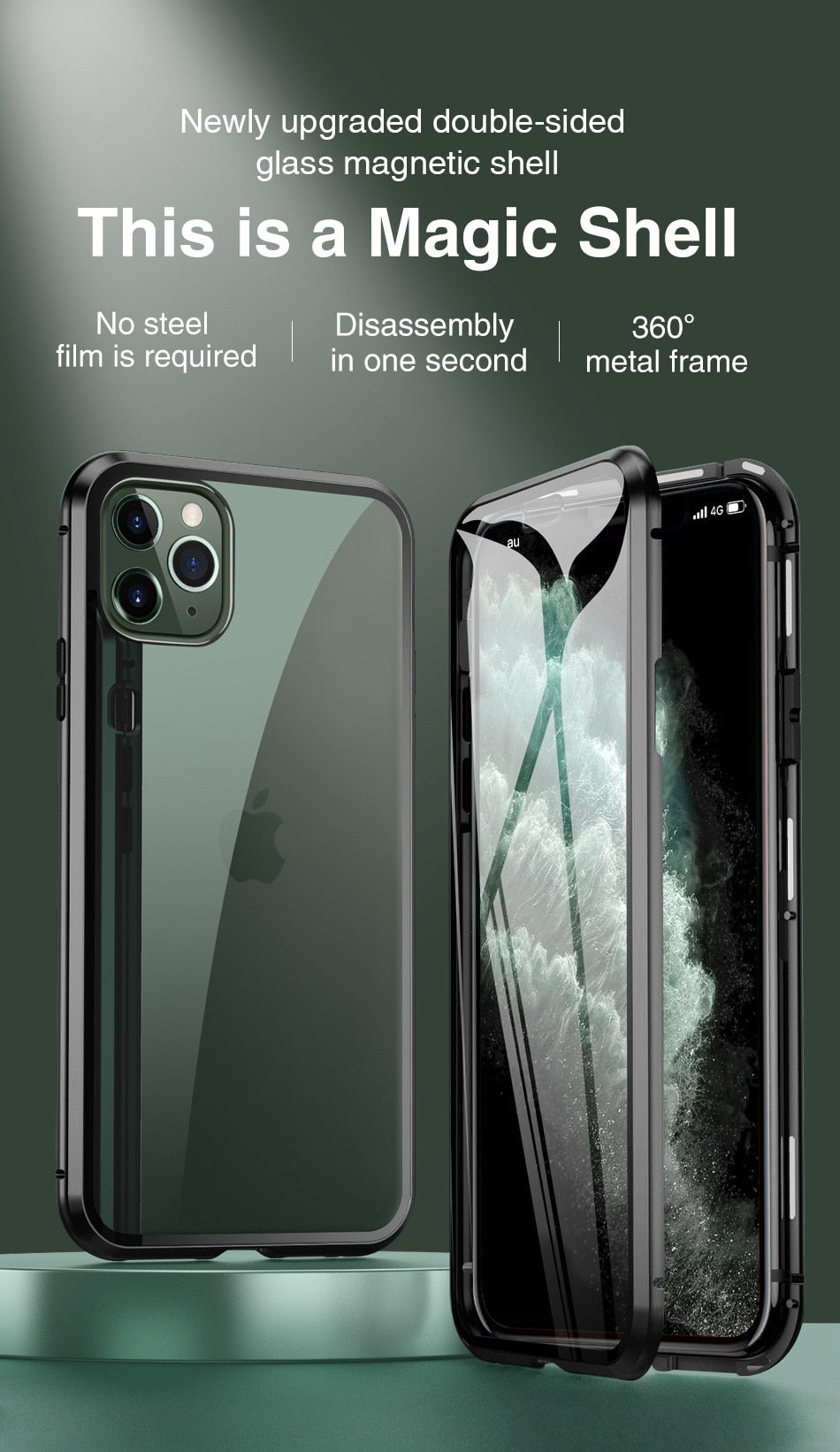 Double Side Magnetic Case for IPhone 11 Pro XR XS MAX X 8 7 6 6s Plus Magnet Glass Phone Cover for iPhone 7 Case Magnetic Coque