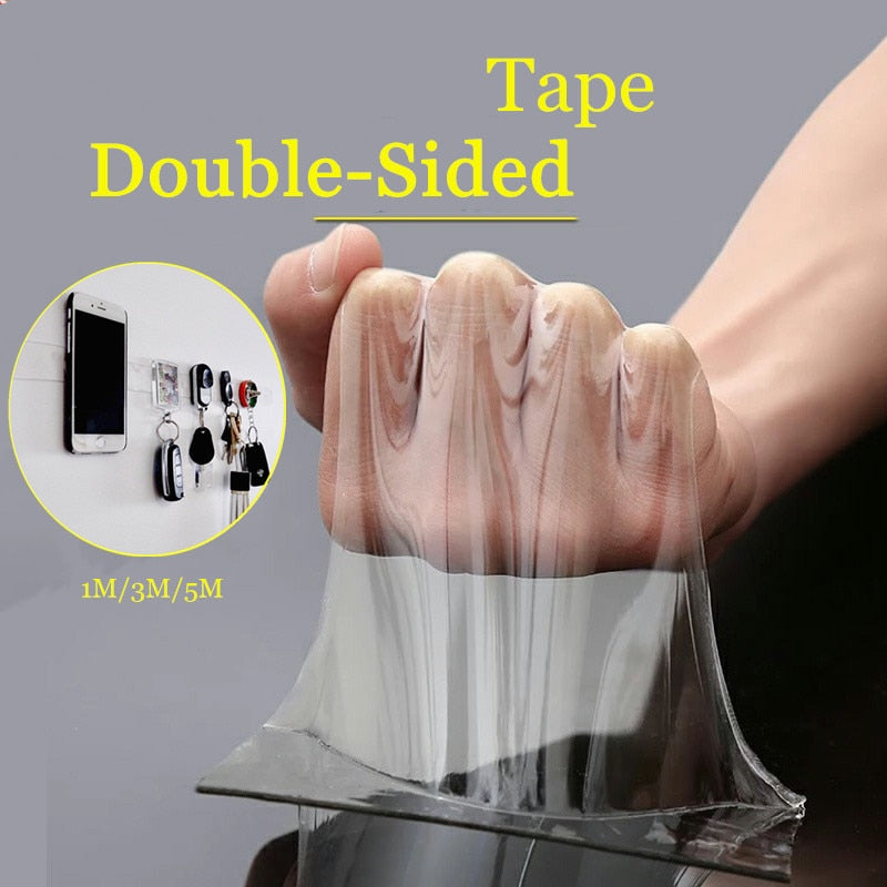 1m/3m/5m Double Sided Tape Washable Reuse Nano Magic Tape Transparent No Trace Waterproof Adhesive Tape Nano Tape Clear