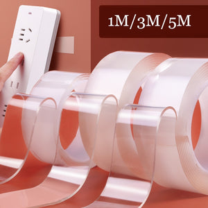 1m/3m/5m Double Sided Tape Washable Reuse Nano Magic Tape Transparent No Trace Waterproof Adhesive Tape Nano Tape Clear