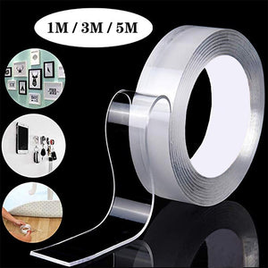 1m/3m/5m Double Sided Tape Washable Reuse Nano Magic Tape Transparent No Trace Waterproof Adhesive Tape Nano Tape Clear