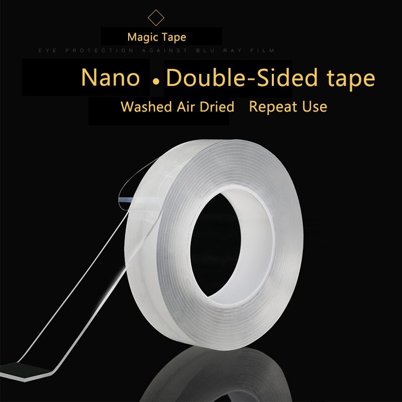 1m/3m/5m Double Sided Tape Washable Reuse Nano Magic Tape Transparent No Trace Waterproof Adhesive Tape Nano Tape Clear