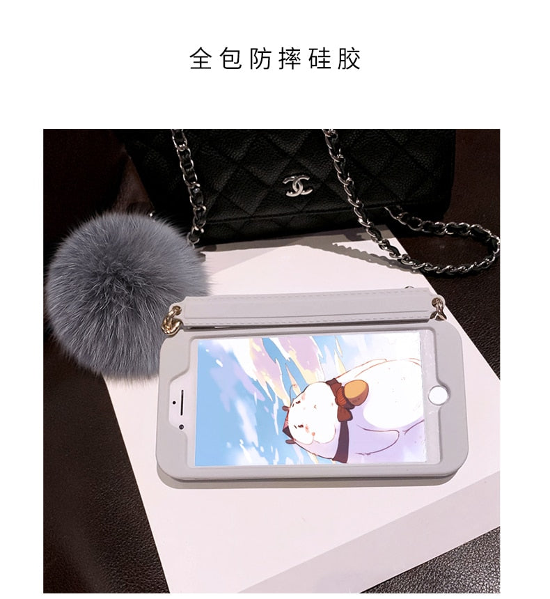 Luxurious Brand Portable with Fox Hairball Phone Case For IPhone 11 Pro X XR XS Max 6 7 8 Plus Phone Case For P30 40 Mate30 Pro