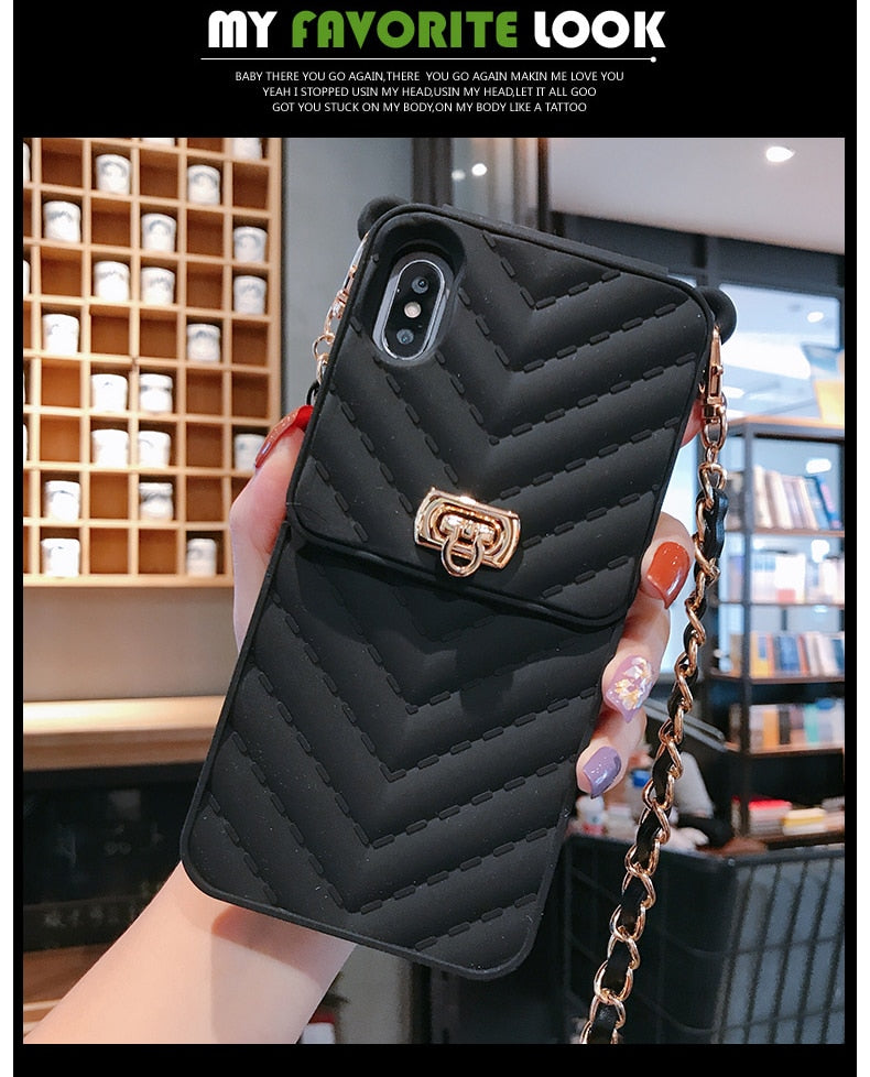 Luxurious Portable with Metal lanyard Phone Case For IPhone 11 Pro X XR XS Max All-inclusive Phone Cover For IPhone 6s 7 8 plus