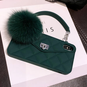 Luxurious Brand Portable with Fox Hairball Phone Case For IPhone 11 Pro X XR XS Max 6 7 8 Plus Phone Case For P30 40 Mate30 Pro