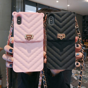 Luxurious Portable with Metal lanyard Phone Case For IPhone 11 Pro X XR XS Max All-inclusive Phone Cover For IPhone 6s 7 8 plus