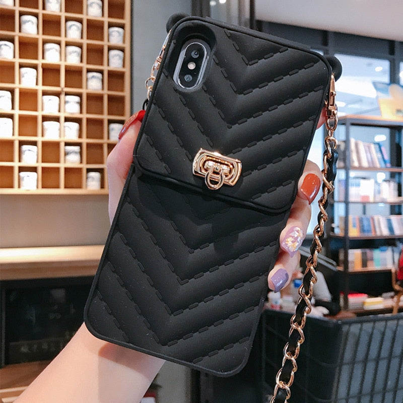 Luxurious Portable with Metal lanyard Phone Case For IPhone 11 Pro X XR XS Max All-inclusive Phone Cover For IPhone 6s 7 8 plus