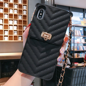 Luxurious Portable with Metal lanyard Phone Case For IPhone 11 Pro X XR XS Max All-inclusive Phone Cover For IPhone 6s 7 8 plus