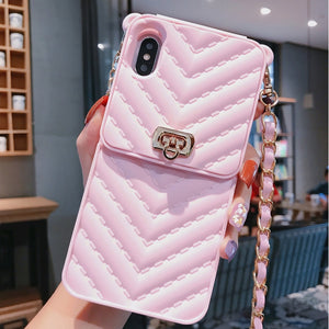 Luxurious Portable with Metal lanyard Phone Case For IPhone 11 Pro X XR XS Max All-inclusive Phone Cover For IPhone 6s 7 8 plus