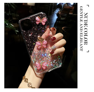 3D Bling Glitter Pearl butterfly soft Phone Case For iPhone 11 Pro Max XR X 6S 7 8 Plus cover for samsung S20 Plus S20 S8 S9 S10