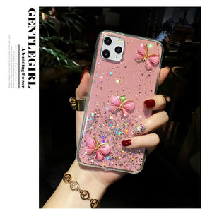 3D Bling Glitter Pearl butterfly soft Phone Case For iPhone 11 Pro Max XR X 6S 7 8 Plus cover for samsung S20 Plus S20 S8 S9 S10