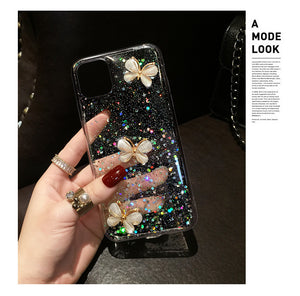 3D Bling Glitter Pearl butterfly soft Phone Case For iPhone 11 Pro Max XR X 6S 7 8 Plus cover for samsung S20 Plus S20 S8 S9 S10