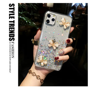 3D Bling Glitter Pearl butterfly soft Phone Case For iPhone 11 Pro Max XR X 6S 7 8 Plus cover for samsung S20 Plus S20 S8 S9 S10